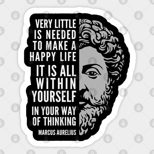 Marcus Aurelius Quote: A Happy Life Sticker by Elvdant